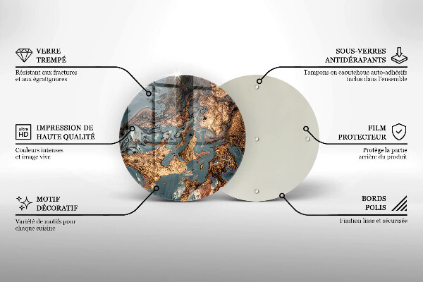 Tábua de corte de vidro Estrutura de rocha dourada