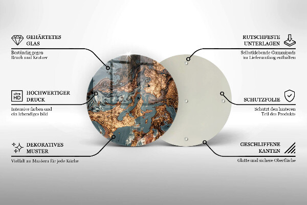 Tábua de corte de vidro Estrutura de rocha dourada