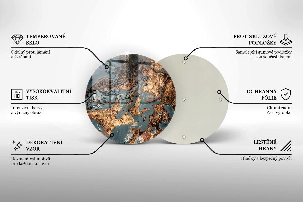 Tábua de corte de vidro Estrutura de rocha dourada