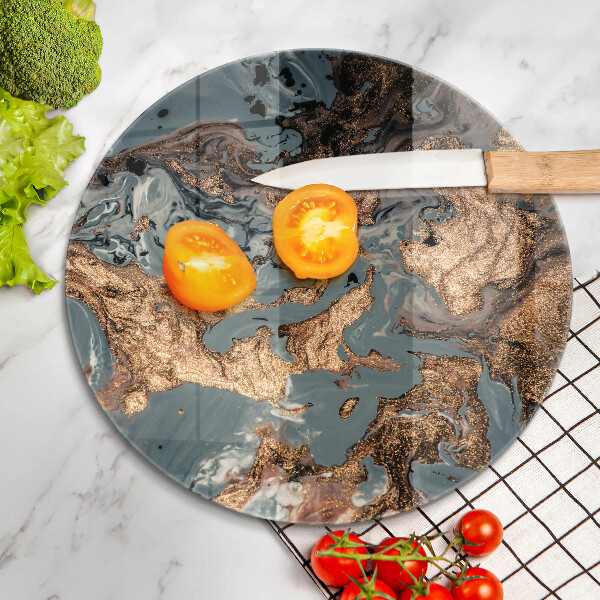 Tábua de corte de vidro Estrutura de rocha dourada