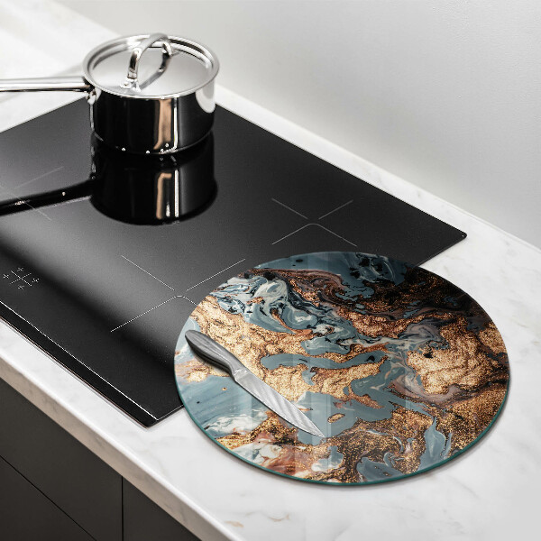 Tábua de corte de vidro Estrutura de rocha dourada