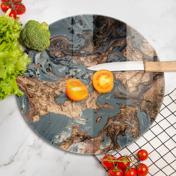 Tábua de corte de vidro Estrutura de rocha dourada