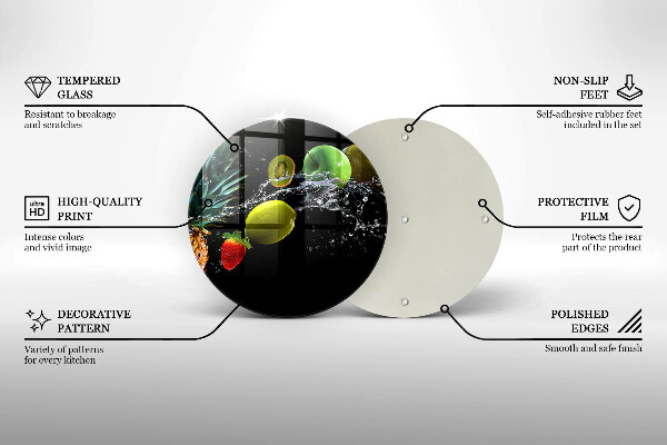 Tábua de vidro Fruta na água