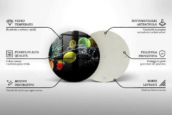 Tábua de vidro Fruta na água