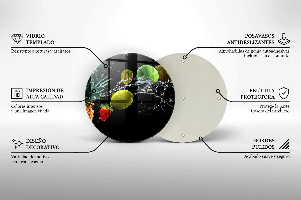 Tábua de vidro Fruta na água