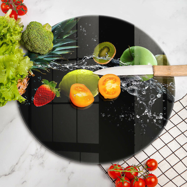 Tábua de vidro Fruta na água