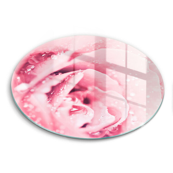 Tábua para corte Gotas de orvalho e flor de rosa