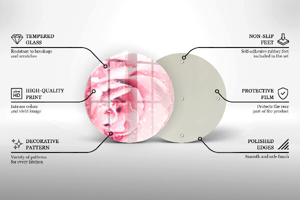 Tábua para corte Gotas de orvalho e flor de rosa
