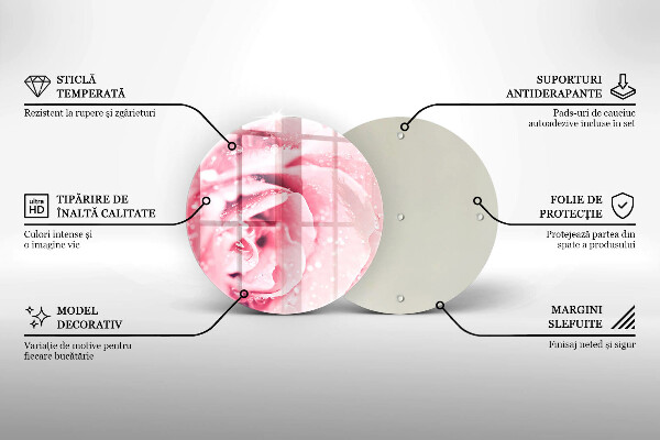 Tábua para corte Gotas de orvalho e flor de rosa