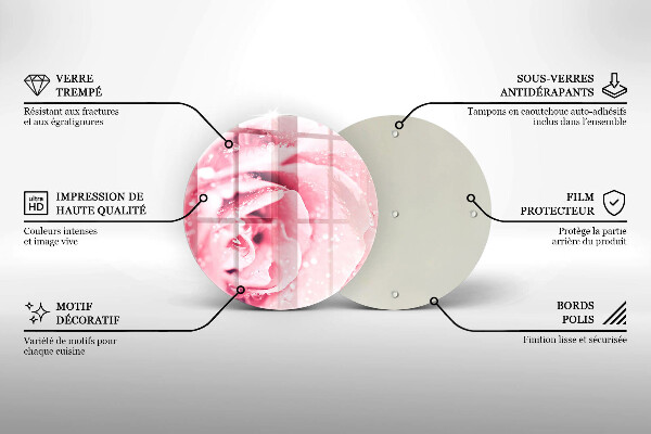 Tábua para corte Gotas de orvalho e flor de rosa