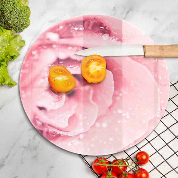 Tábua para corte Gotas de orvalho e flor de rosa