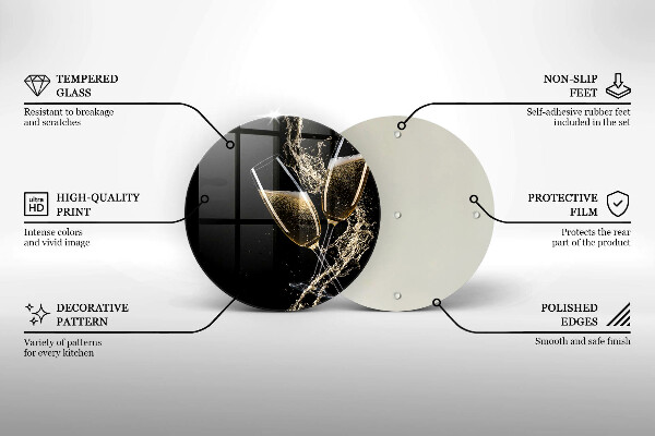 Tábua de corte de vidro Taças de champanhe