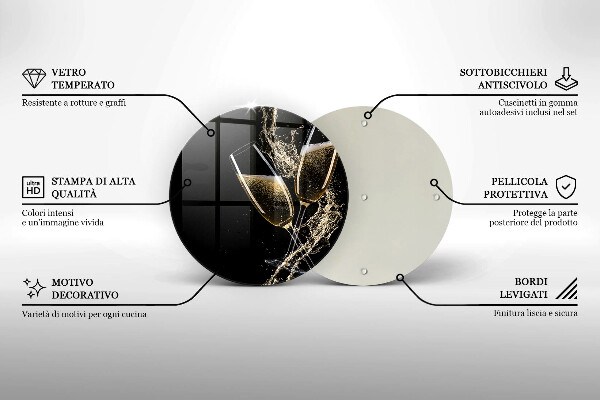 Tábua de corte de vidro Taças de champanhe