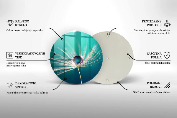 Tábua de cortar alimentos Orvalho em um dente-de-leão