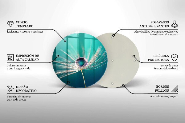 Tábua de cortar alimentos Orvalho em um dente-de-leão