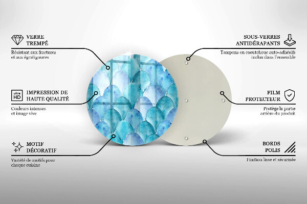 Tábua de cortar de vidro Escamas de aquarela
