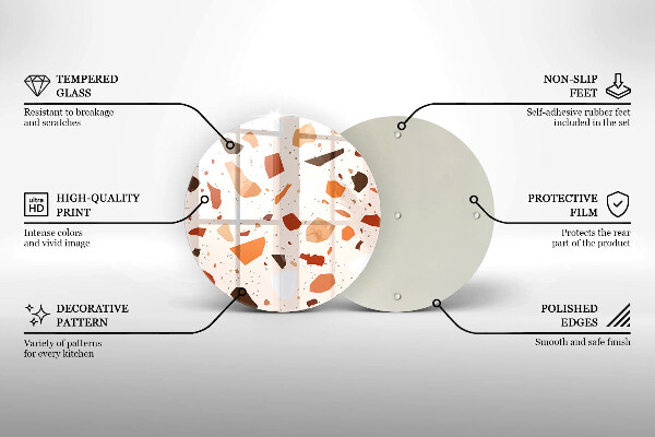 Tábua de cortar de vidro Grés decorativo