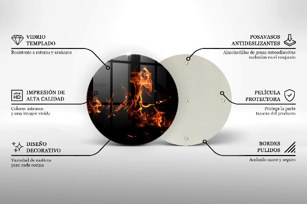 Tábua de cortar alimentos Fogo, chama viva