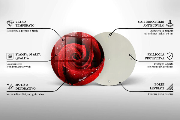 Tábua de vidro Pétalas de flores de rosa