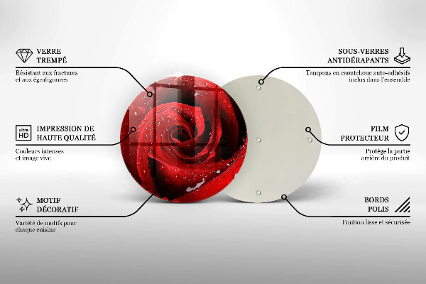 Tábua de vidro Pétalas de flores de rosa