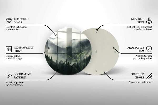 Tábua de cortar de vidro Paisagem de floresta e neblina