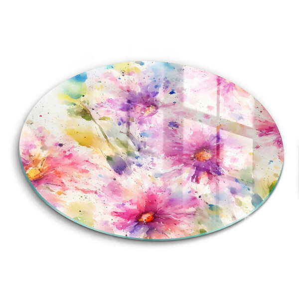Tábua de corte de vidro Flores pintadas