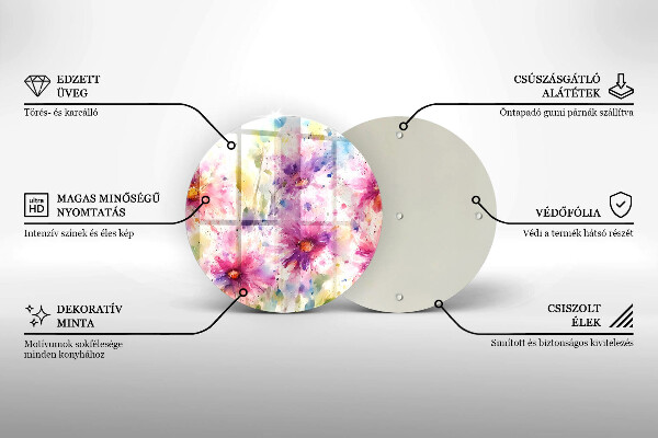 Tábua de corte de vidro Flores pintadas