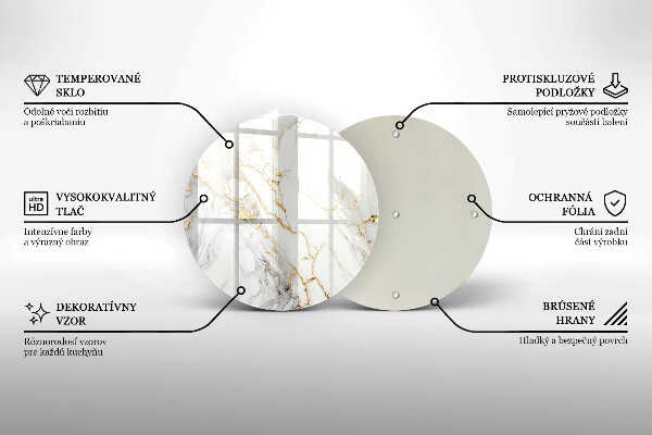 Tábua de cortar de vidro Mármore claro com dourado