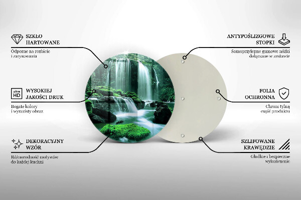 Tábua de cortar de vidro Cachoeira selvagem na selva