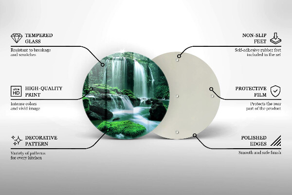 Tábua de cortar de vidro Cachoeira selvagem na selva