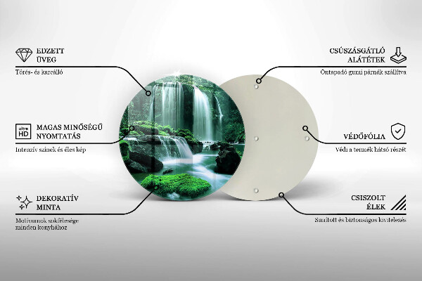 Tábua de cortar de vidro Cachoeira selvagem na selva