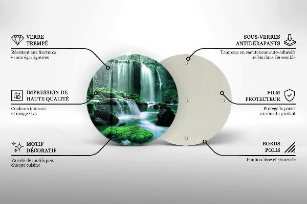 Tábua de cortar de vidro Cachoeira selvagem na selva