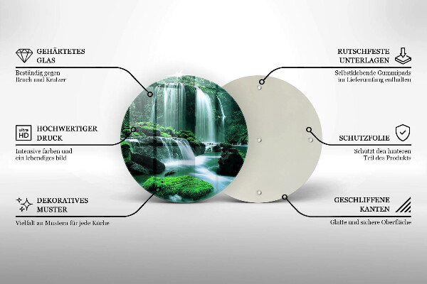 Tábua de cortar de vidro Cachoeira selvagem na selva