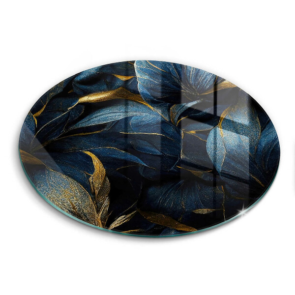 Tábua de corte de vidro Folhas decorativas com ouro