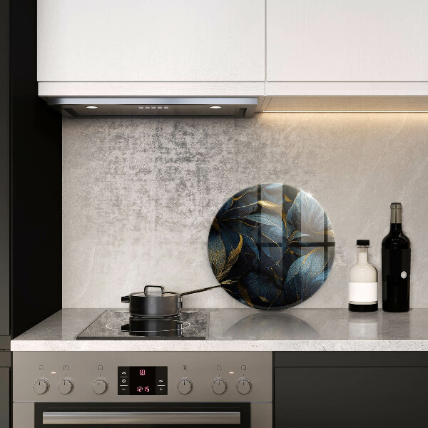 Tábua de corte de vidro Folhas decorativas com ouro