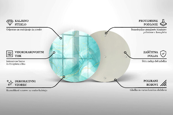 Tábua de vidro Abstração azul e dourada