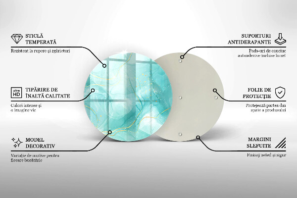 Tábua de vidro Abstração azul e dourada