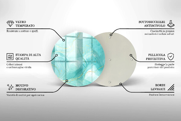 Tábua de vidro Abstração azul e dourada