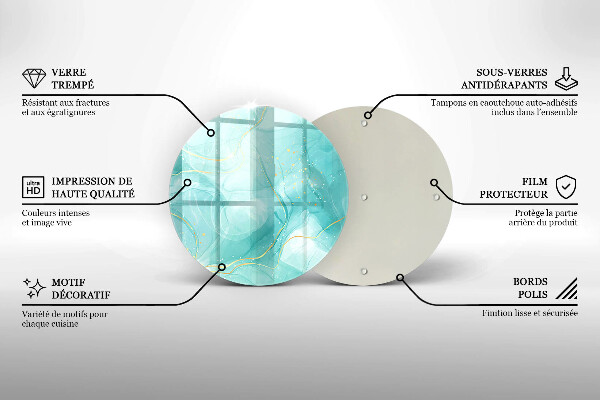 Tábua de vidro Abstração azul e dourada