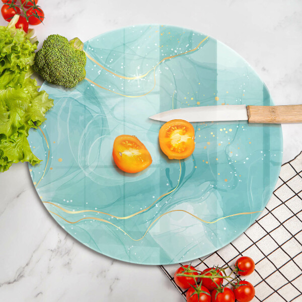 Tábua de vidro Abstração azul e dourada