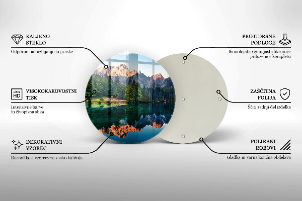 Tábua de corte de vidro Lago de floresta e montanha