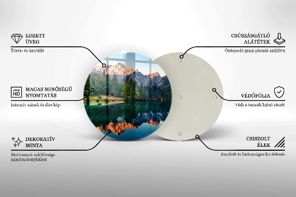 Tábua de corte de vidro Lago de floresta e montanha