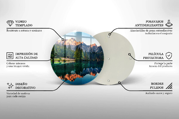 Tábua de corte de vidro Lago de floresta e montanha