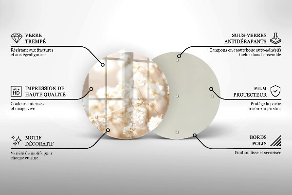 Tábua cozinha Flores brancas delicadas