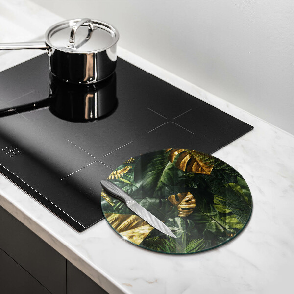 Tábua de corte Folhas de Monstera Dourada