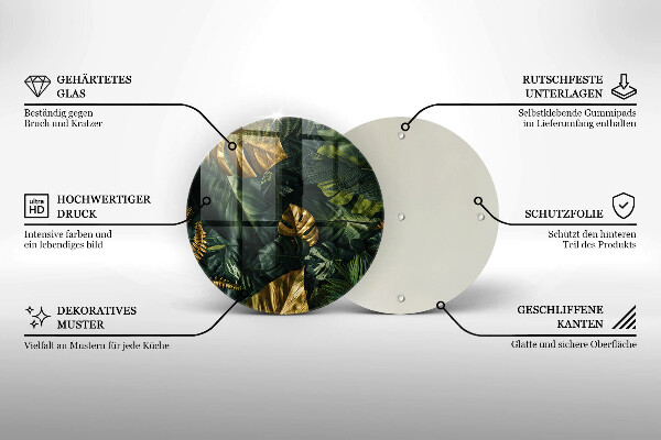 Tábua de corte Folhas de Monstera Dourada