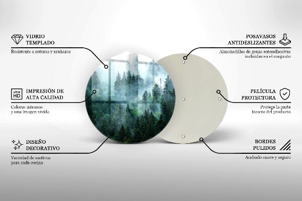 Tábua de corte de vidro Floresta no nevoeiro