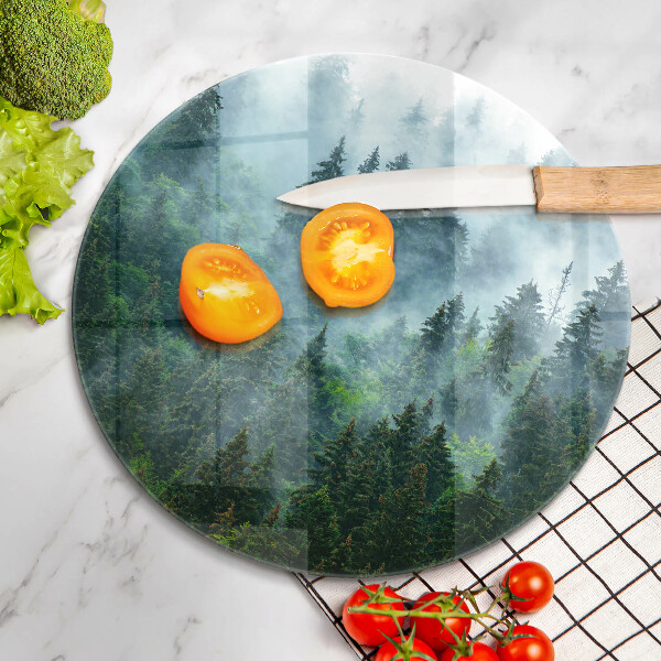 Tábua de corte de vidro Floresta no nevoeiro