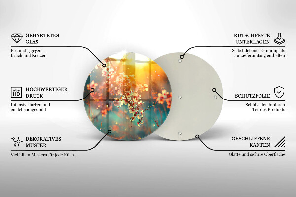 Tábua de cortar alimentos Flores de macieira ao sol