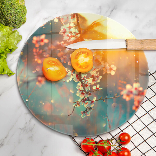 Tábua de cortar alimentos Flores de macieira ao sol